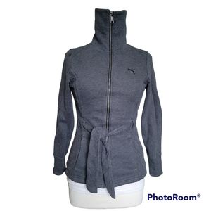 PUMA GRAY ZIPUP BELTED JACKET - XS